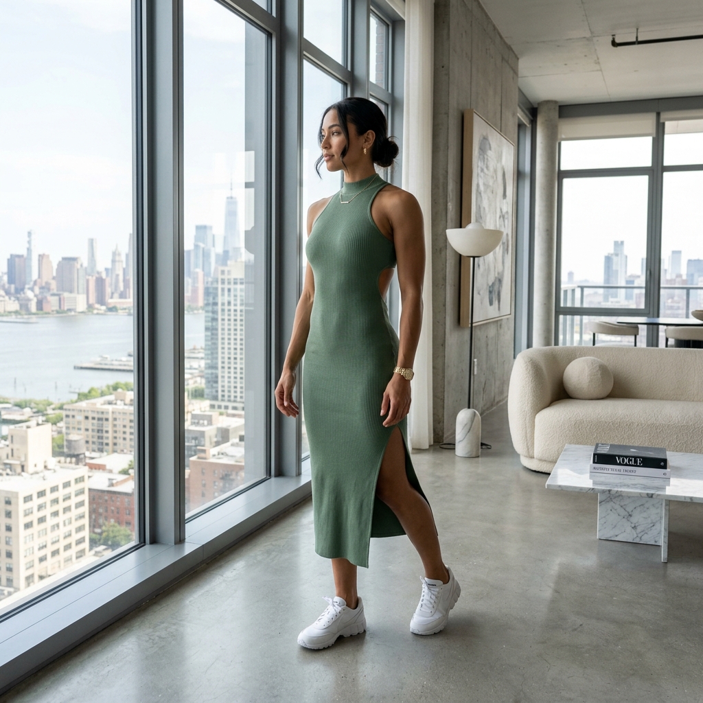 Sculpted Ribbed Active Dress