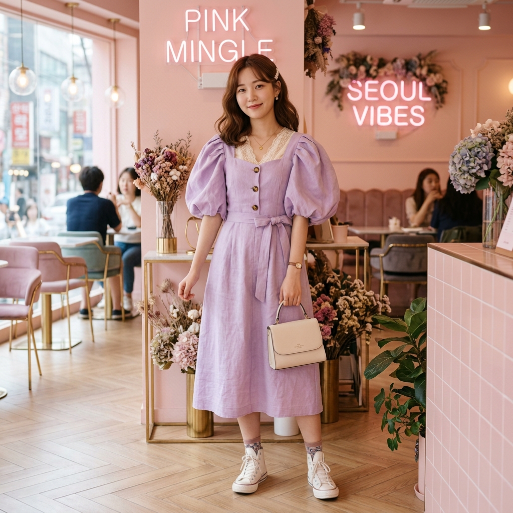 Pastel Puff-Sleeve Pinafore